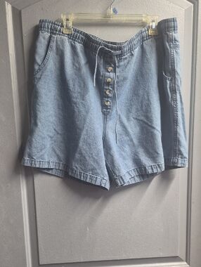 Light Blue Denim Button-Front Look Women’s Shorts Sz L